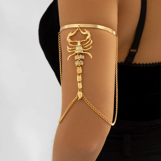 Solara Gold Scorpion Arm Bangle with Stone Accents