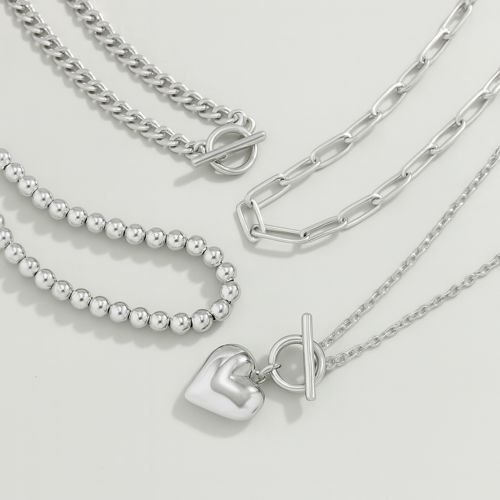 Celestina Layered Heart Pendant Necklace Set