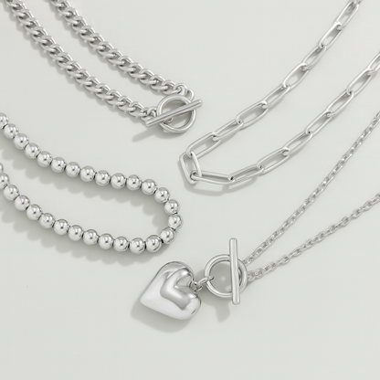 Celestina Layered Heart Pendant Necklace Set