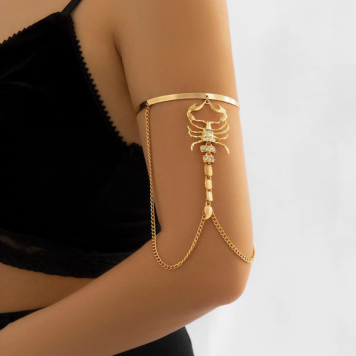 Solara Gold Scorpion Arm Bangle with Stone Accents