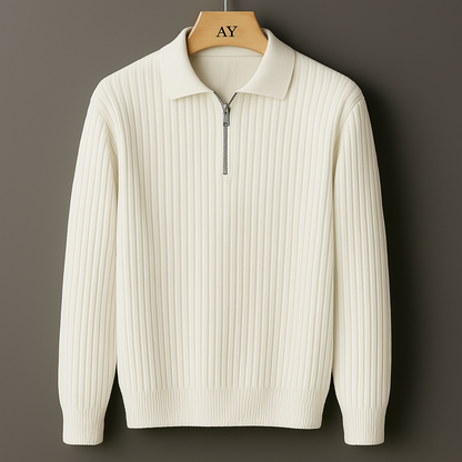 Harlow Cotton Ribbed Quarter-Zip Sweater