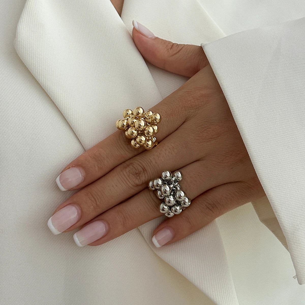 Galena Adjustable Beaded Cluster Ring
