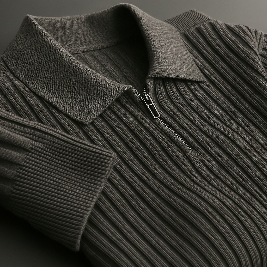 Harlow Cotton Ribbed Quarter-Zip Sweater