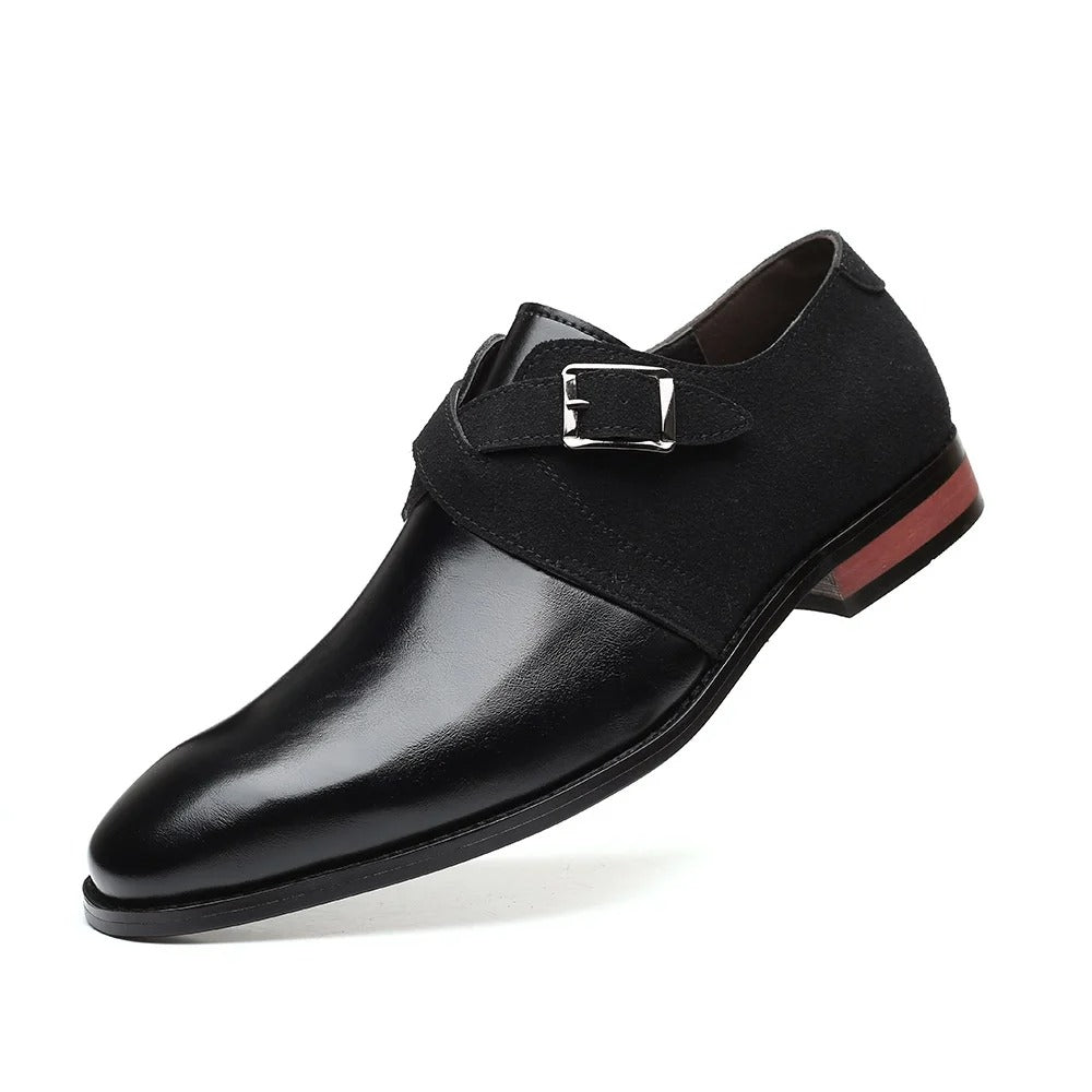 Montavo Leather Suede Double Buckle Loafers