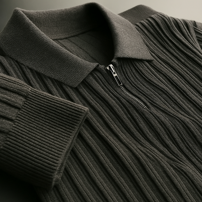 Rivano Cotton Ribbed Quarter-Zip Sweater