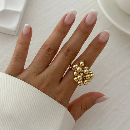 Galena Adjustable Beaded Cluster Ring