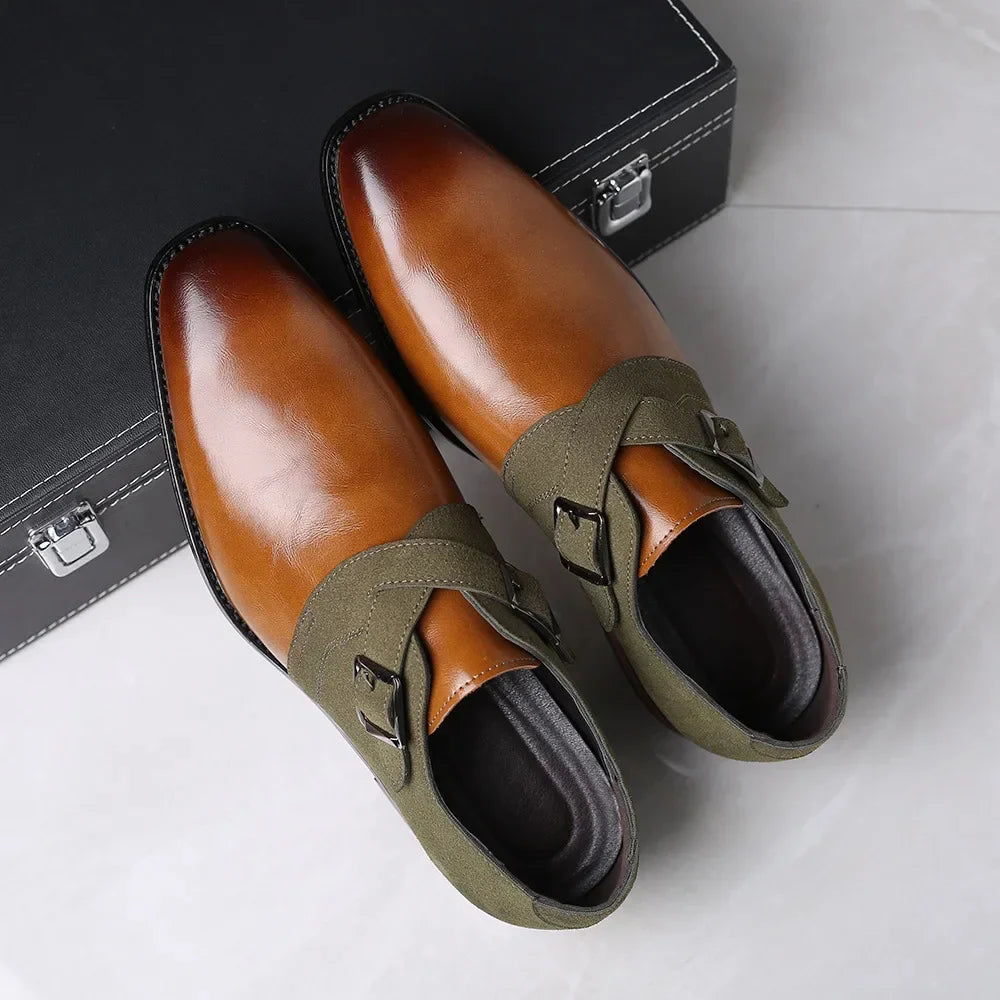 Montavo Leather Suede Double Buckle Loafers