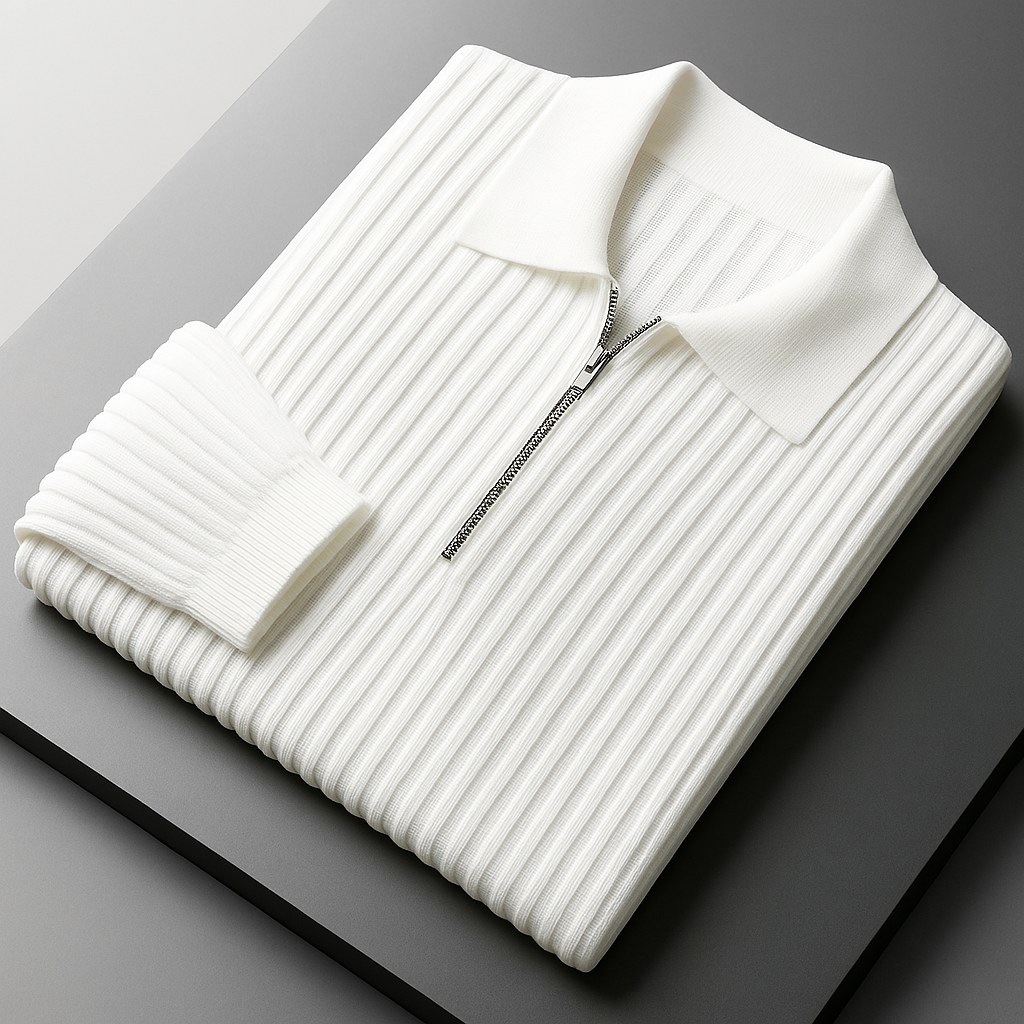 Harlow Cotton Ribbed Quarter-Zip Sweater