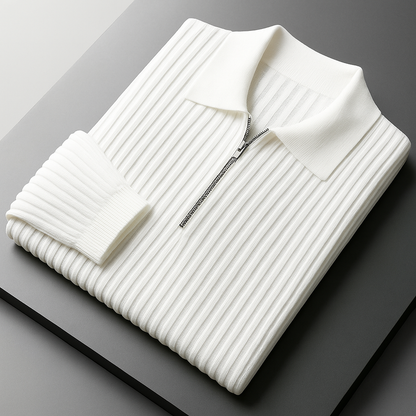 Harlow Cotton Ribbed Quarter-Zip Sweater