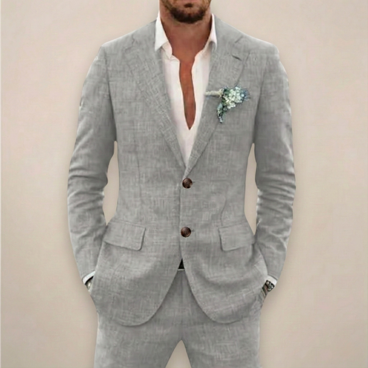 Men's Single Breasted Two-Piece Suit – Summer Event Suit