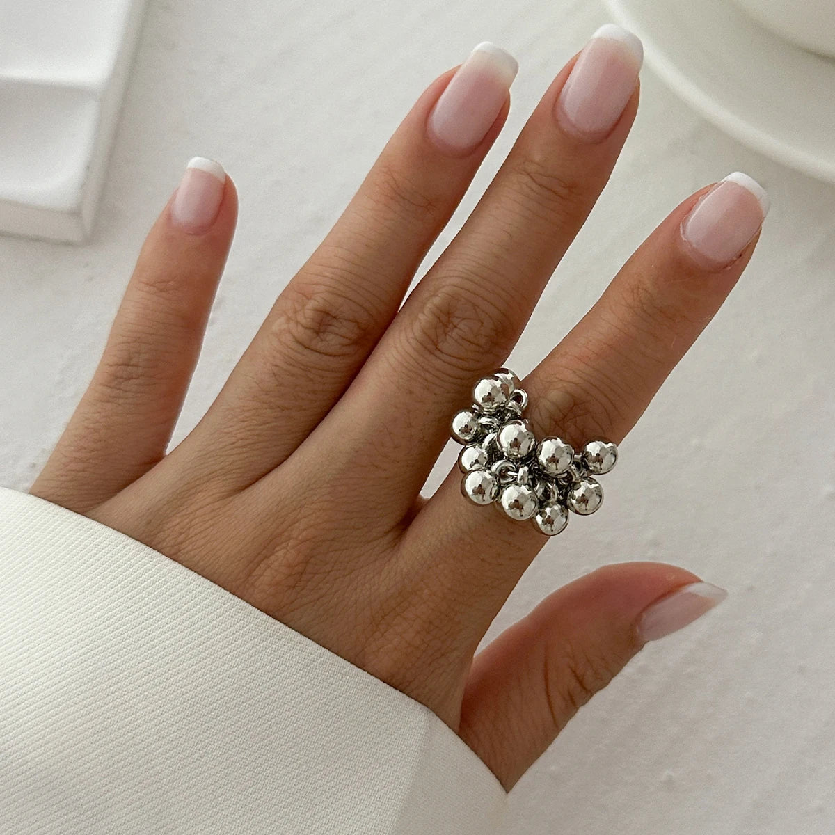 Galena Adjustable Beaded Cluster Ring