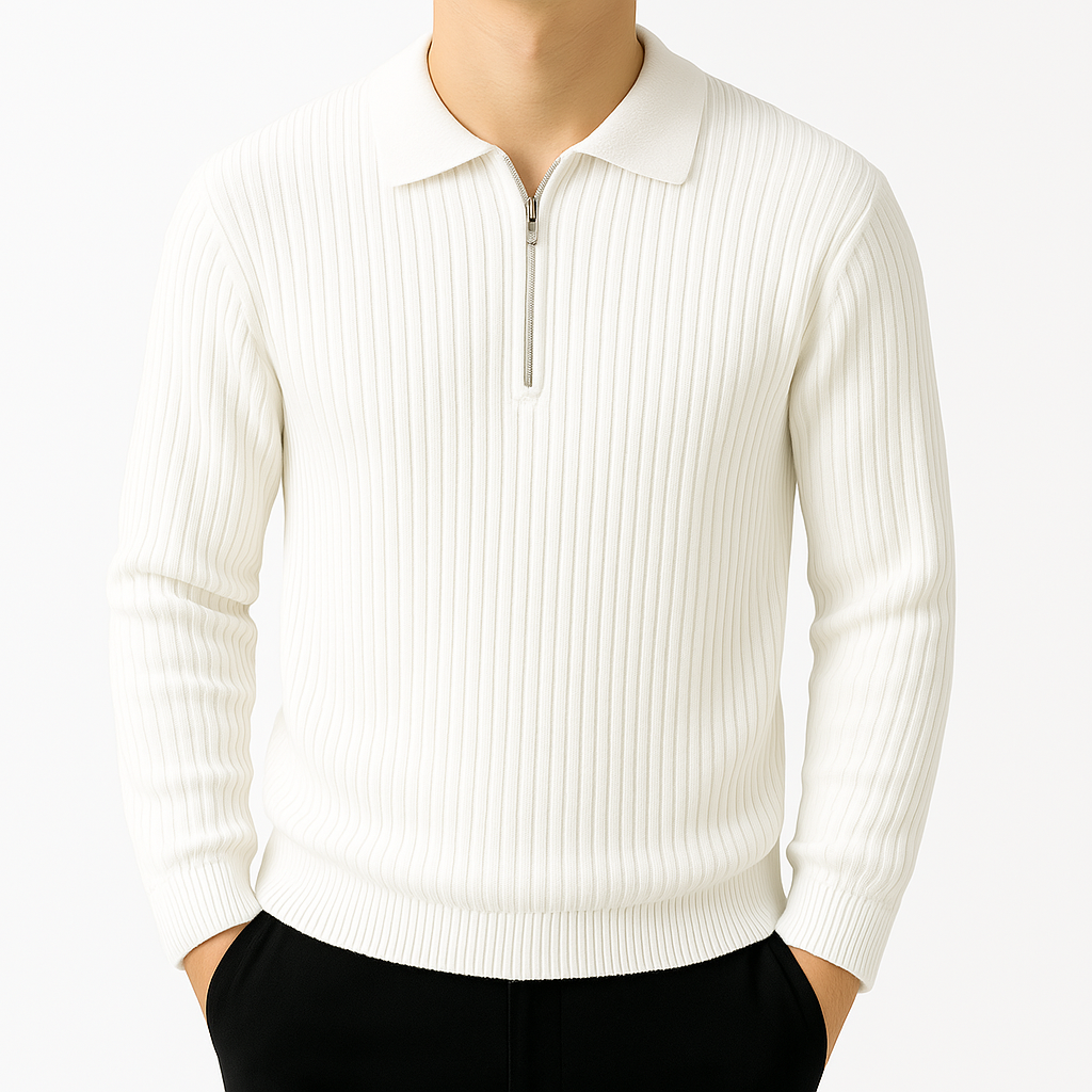 Rivano Cotton Ribbed Quarter-Zip Sweater