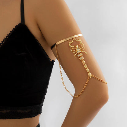 Solara Gold Scorpion Arm Bangle with Stone Accents
