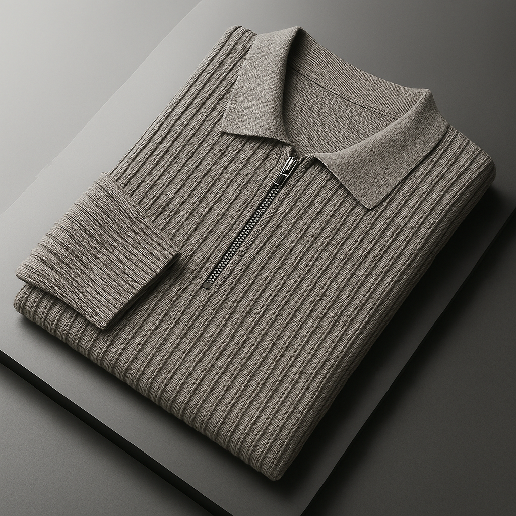 Harlow Cotton Ribbed Quarter-Zip Sweater