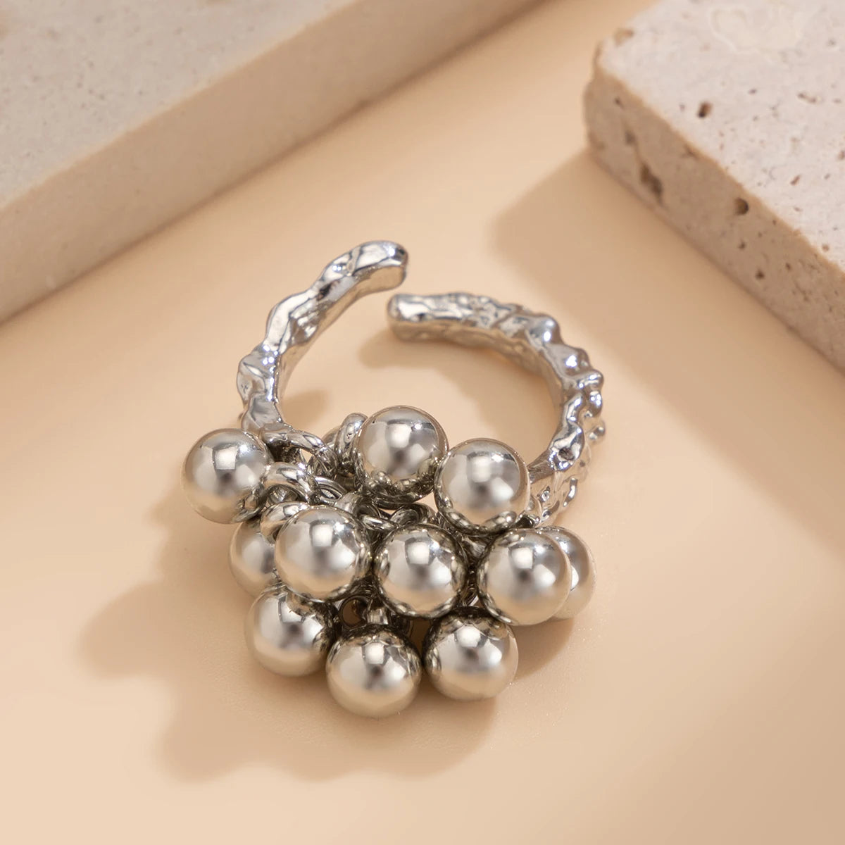 Galena Adjustable Beaded Cluster Ring