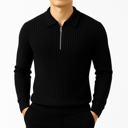 Rivano Cotton Ribbed Quarter-Zip Sweater