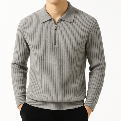 Rivano Cotton Ribbed Quarter-Zip Sweater