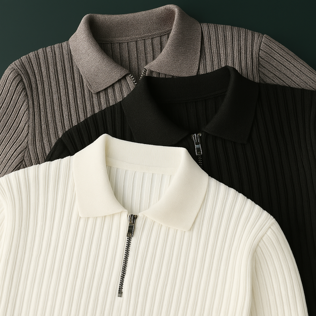 Rivano Cotton Ribbed Quarter-Zip Sweater