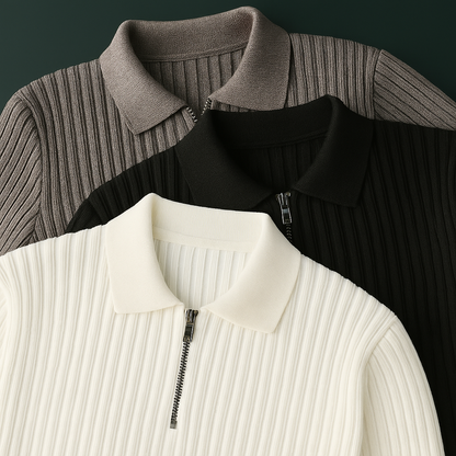 Rivano Cotton Ribbed Quarter-Zip Sweater