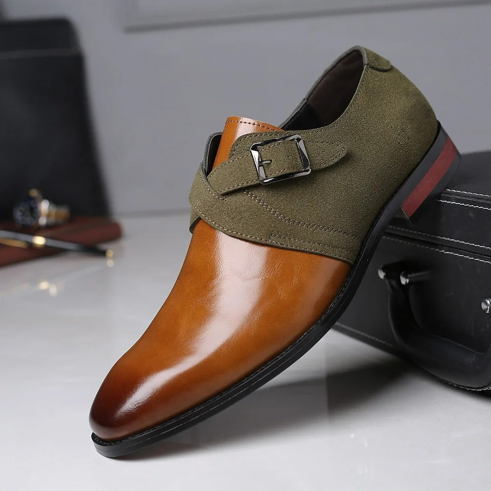 Montavo Leather Suede Double Buckle Loafers