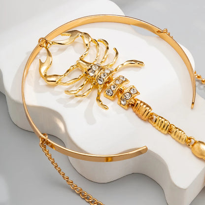 Solara Gold Scorpion Arm Bangle with Stone Accents