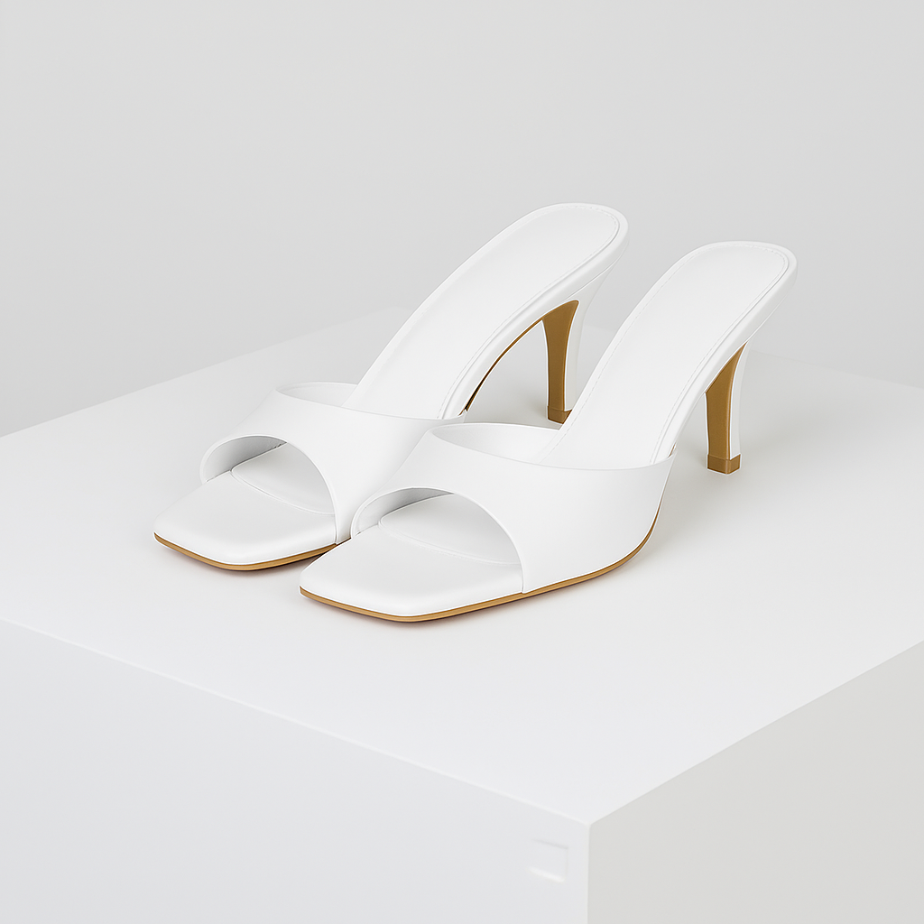 Avella Square-Toe Mule Heels