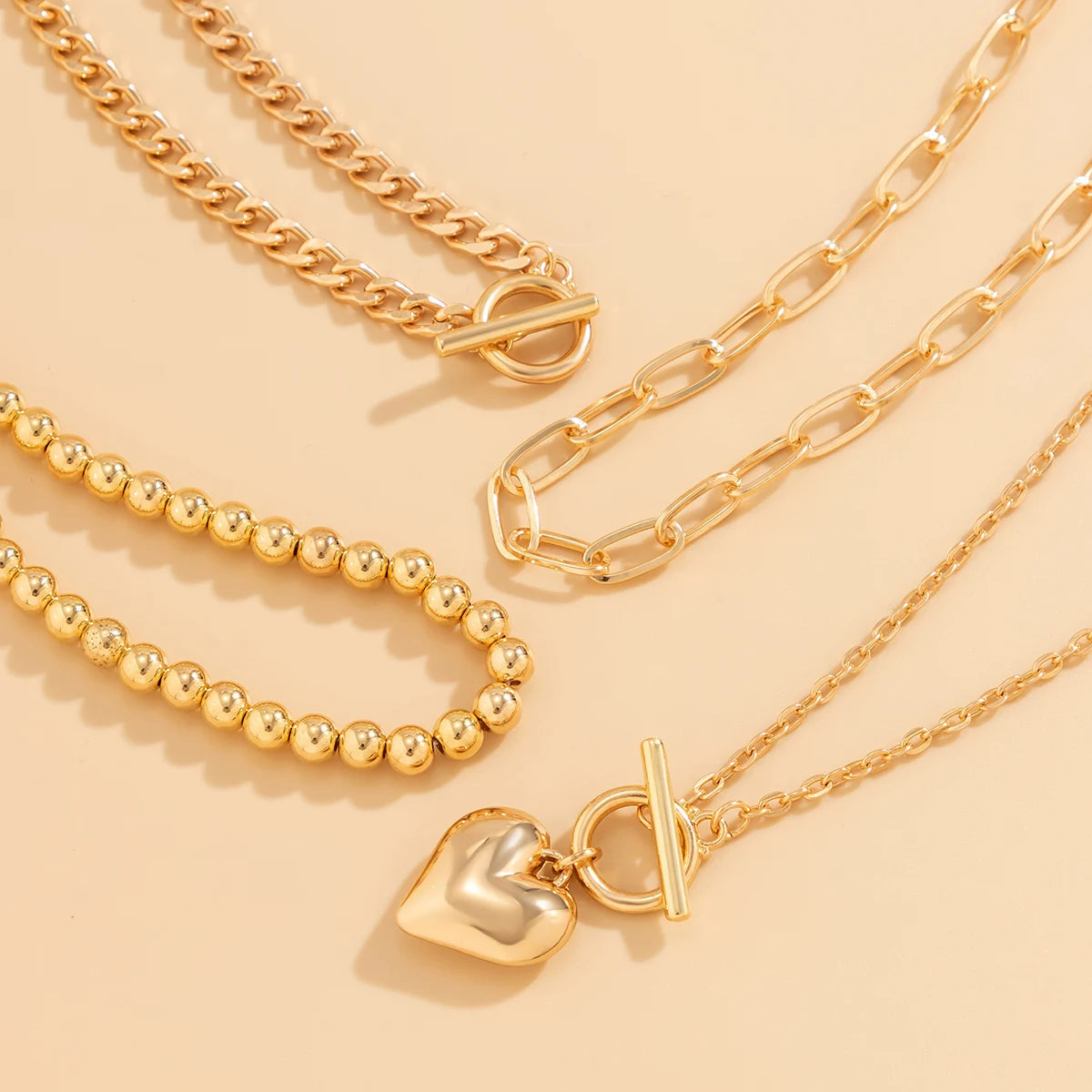 Celestina Layered Heart Pendant Necklace Set