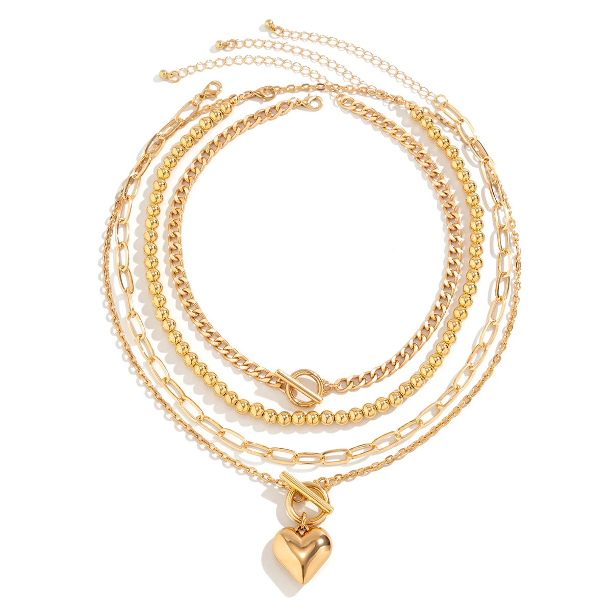 Celestina Layered Heart Pendant Necklace Set