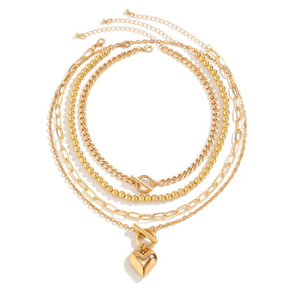 Celestina Layered Heart Pendant Necklace Set