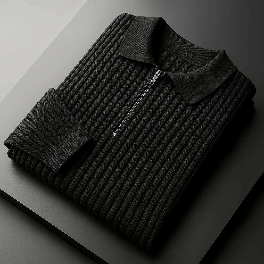 Harlow Cotton Ribbed Quarter-Zip Sweater
